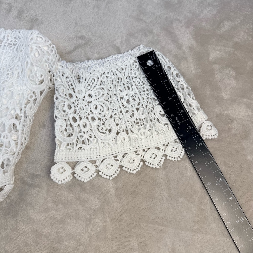 Windsor White Lace Off Shoulder Crop Top Boho Festival Romantic Size L - Picture 7 of 12